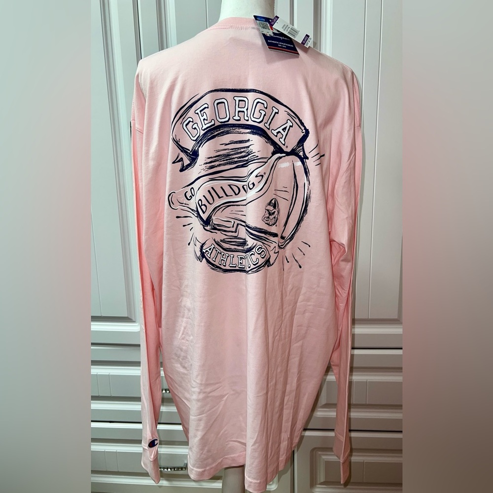 NWT Women’s 2XL Champion Pink Georgia Bulldogs Long Sleeve Pocket Tee Shirt - Picture 4 of 6